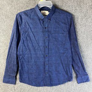 Work Rest Karma Long Sleeve Button Down Shirt Large Men's Blue Reworked Cotton